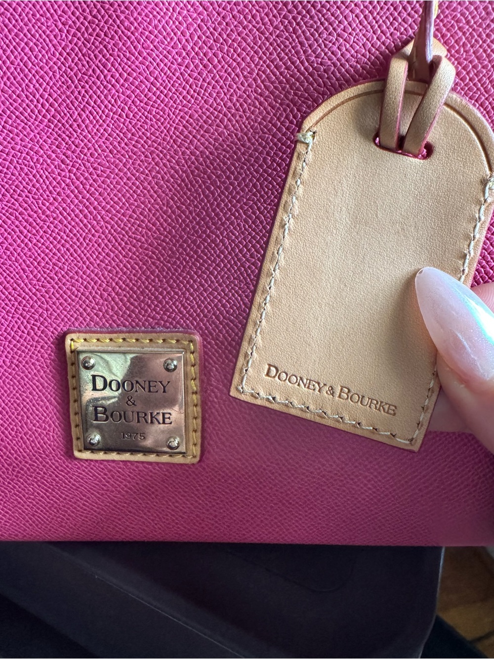 Dooney & Bourke Pink Saffiano Janine 25 Tote with Tan Leather Trim - Picture 3 of 11